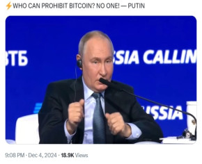 Russian President Vladimir Putin Affirms: No One Can Ban Bitcoin